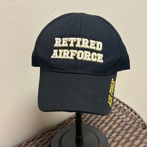 Retired Air Force Black with white & gold Baseball Hat Cap